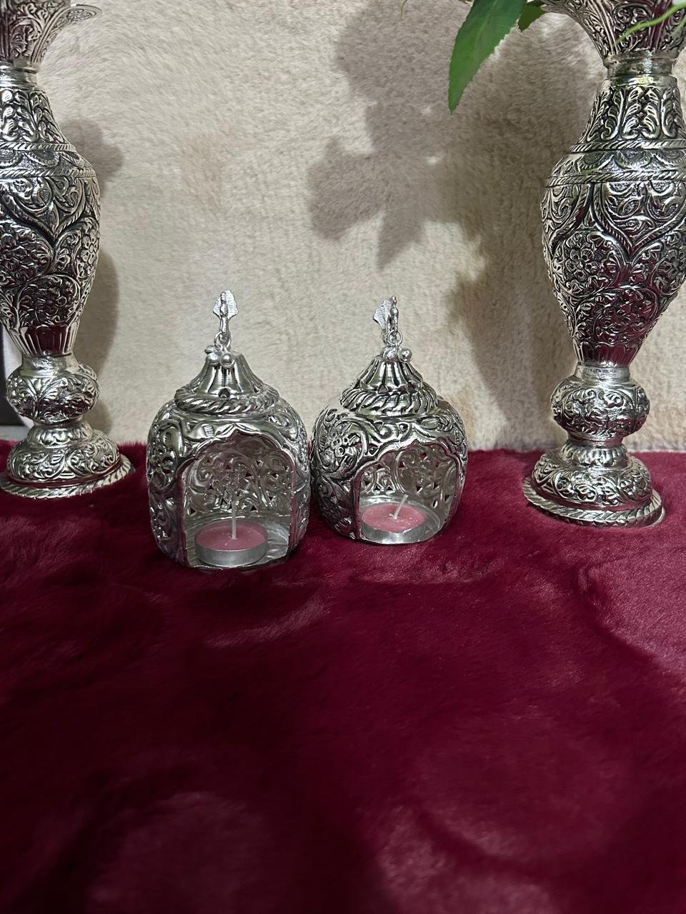 German Silver Candle Lamp