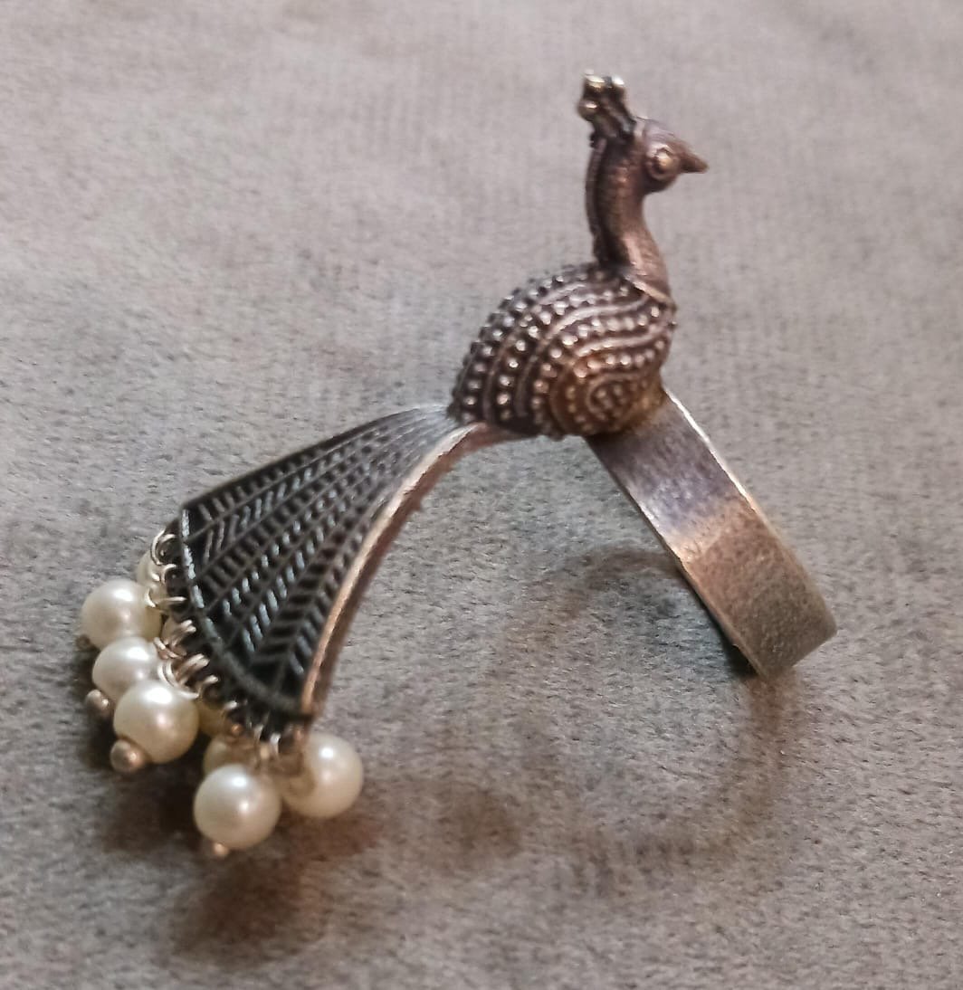 German silver peacock ring 