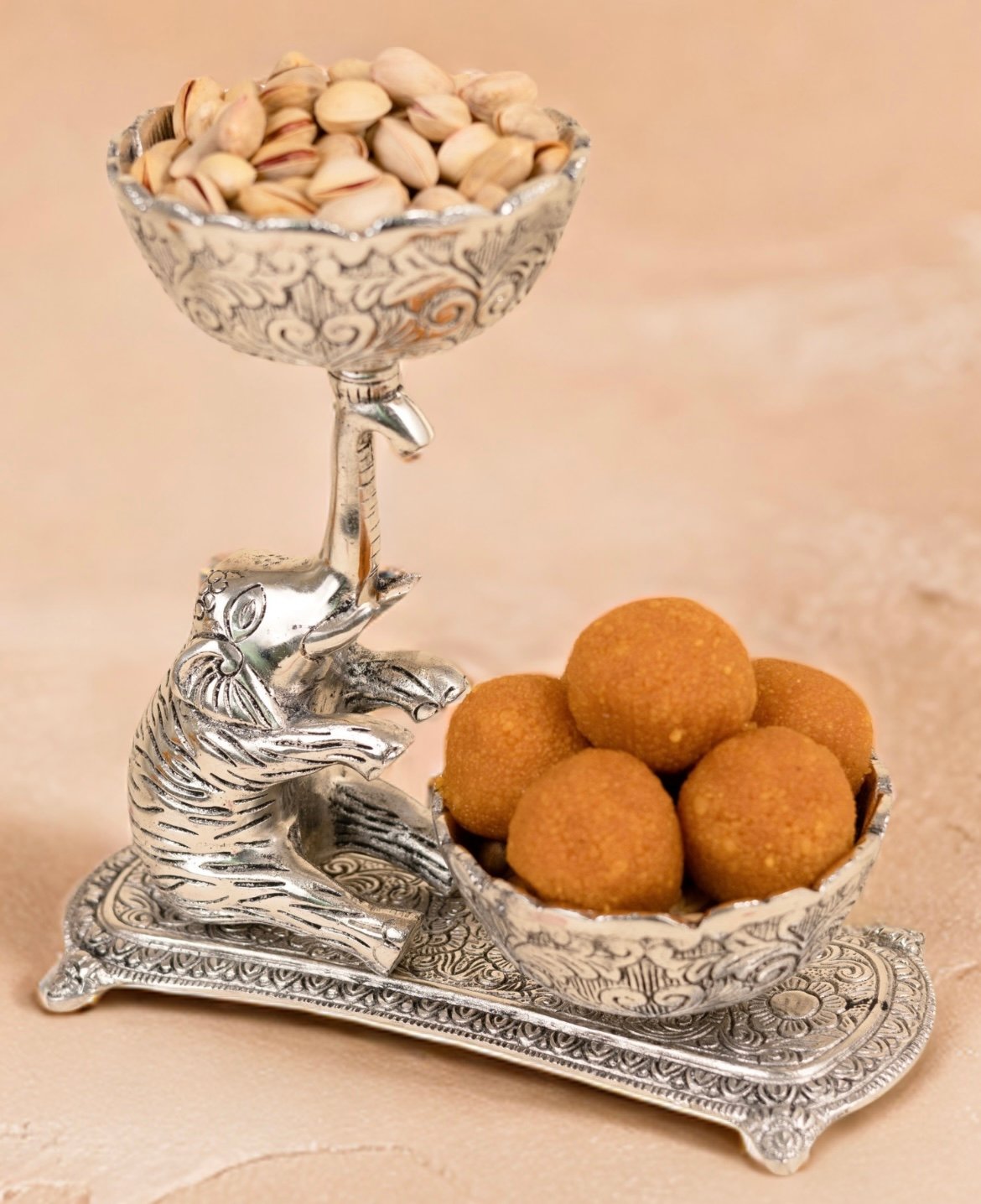 Dual bowl for serving in German silver 