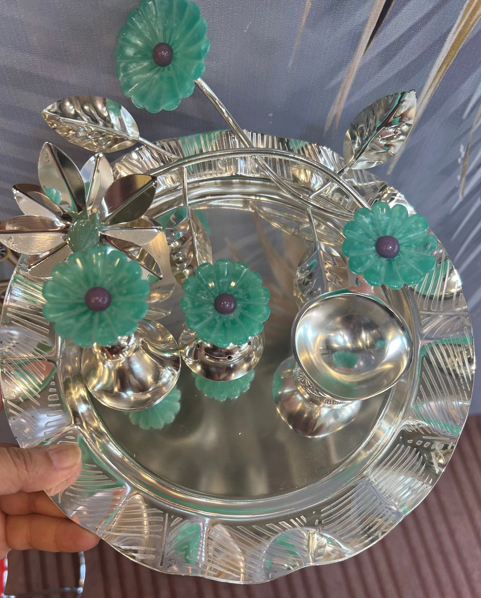 German silver pooja thali 